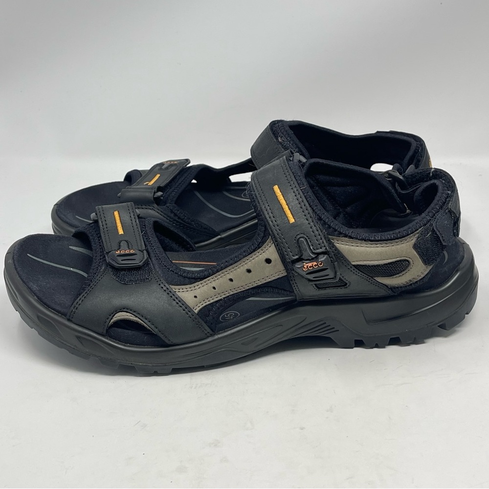 Ecco Yucatan Receptor Sandals Mens 11 - 11.5 EU 45 Black Brown Hiking Sport FLAW - Picture 2 of 15